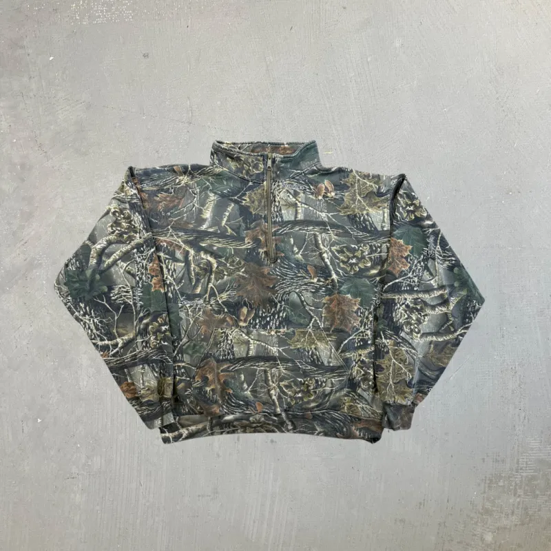 F- Vintage Cabela's Seclusion 3D Real Tree Camo Quarter Zip Crewneck sold by HG Vintage