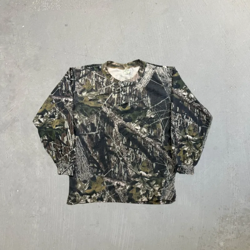 F- Vintage Trail Crest Real Tree Camo Henley Long Sleeve Tee sold by HG Vintage