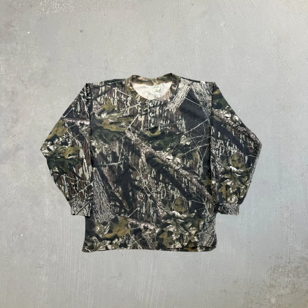 F- Vintage Trail Crest Real Tree Camo Henley Long Sleeve Tee sold by HG Vintage