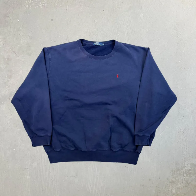 F- Vintage Polo Ralph Lauren Navy Embroidered  Crewneck sold by HG Vintage