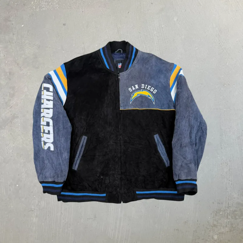 F- San Diego Chargers NFL Embroidered Logo Suede Jacket sold by HG Vintage