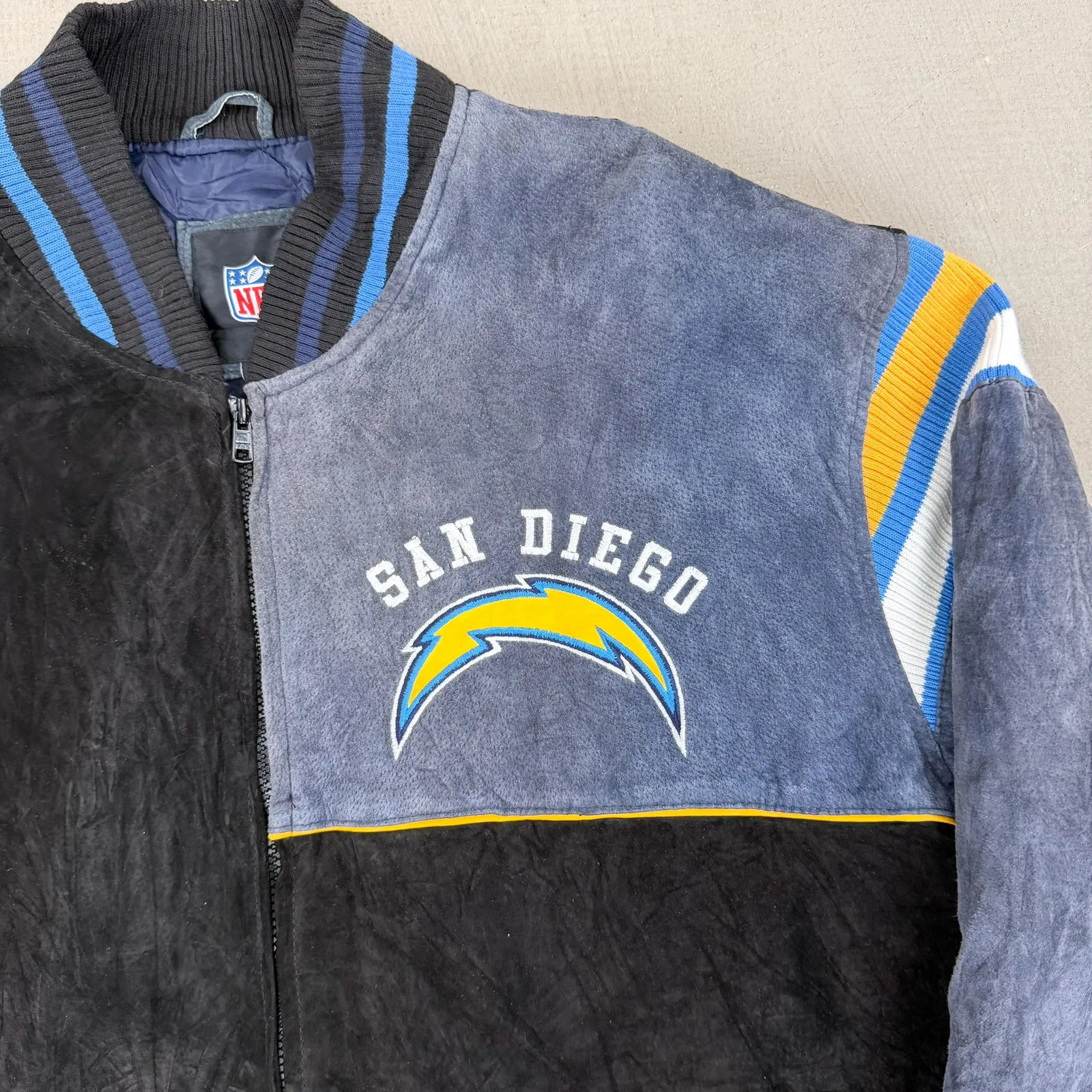 F- San Diego Chargers NFL Embroidered Logo Suede Jacket sold by HG Vintage product image thumbnail 2