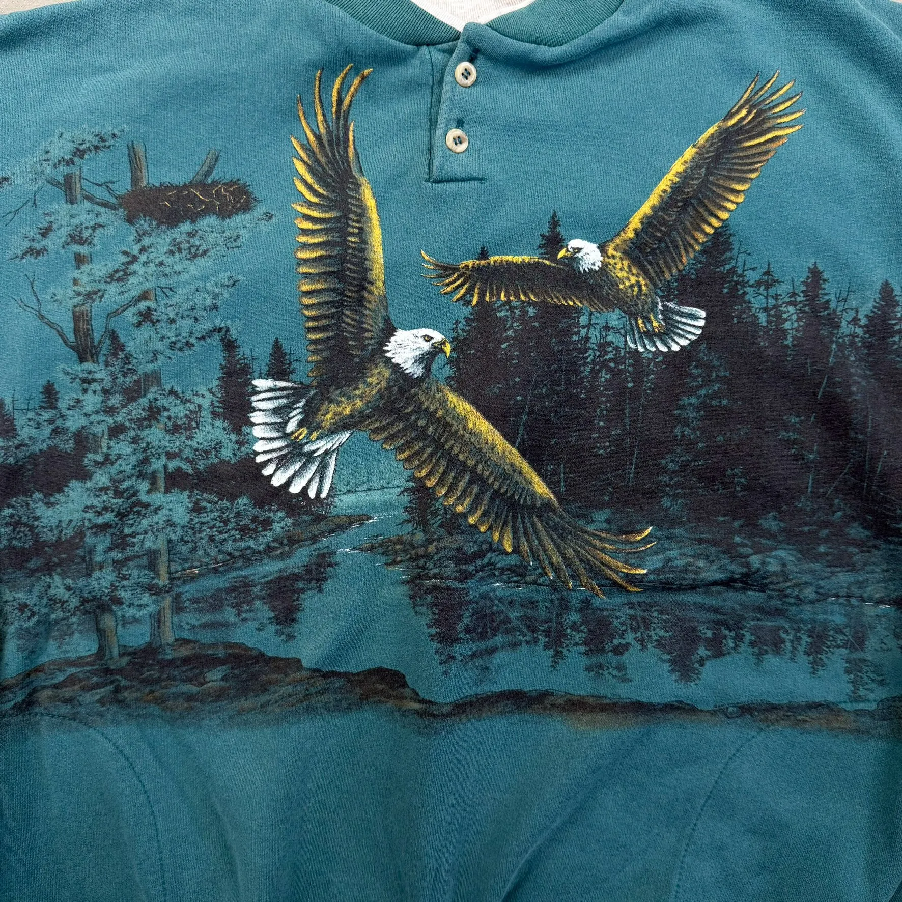 F- Vintage Bald Eagle Jumbo Print Henley Crewneck sold by HG Vintage product image thumbnail 4