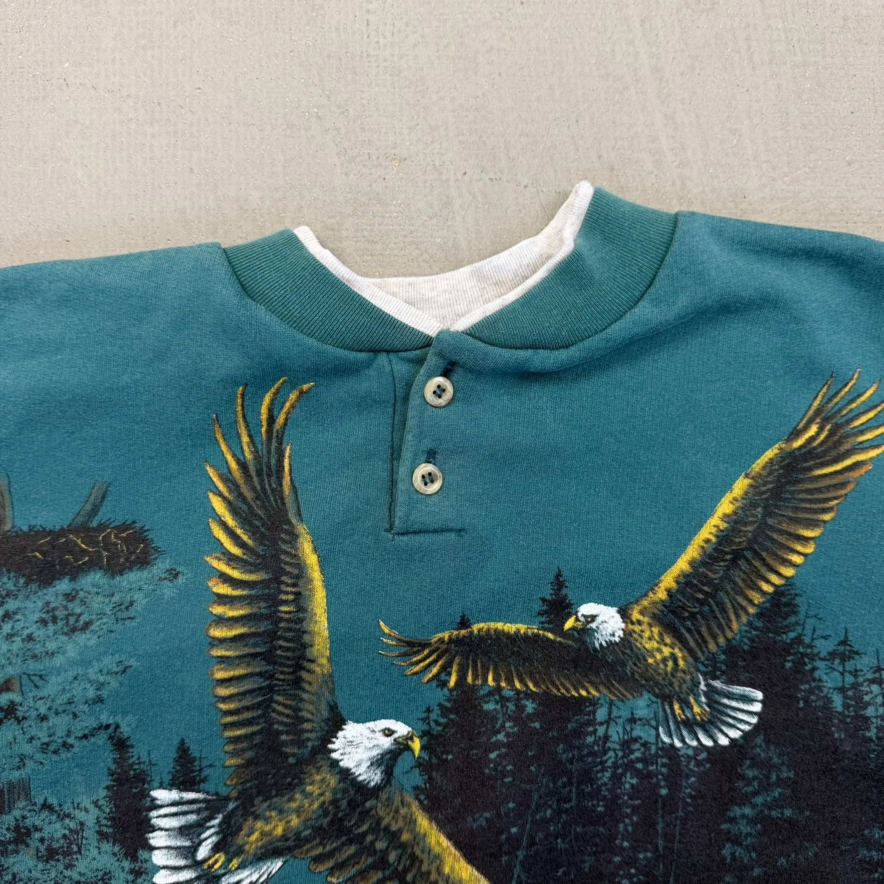 F- Vintage Bald Eagle Jumbo Print Henley Crewneck sold by HG Vintage product image thumbnail 3