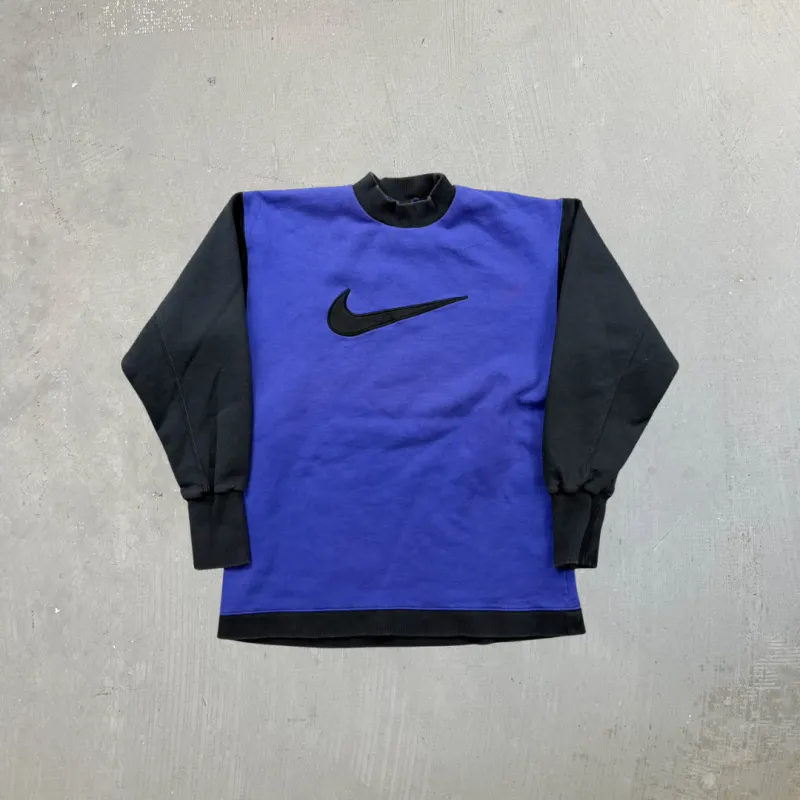 F- Vintage 90s Nike Embroidered Swoosh Purple Crewneck made by HG Vintage