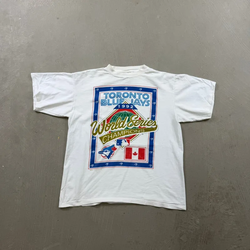 F- Vintage '92 Toronto Blue Jays World Series MLB Champions Made In USA Single Stitch Tee sold by HG Vintage