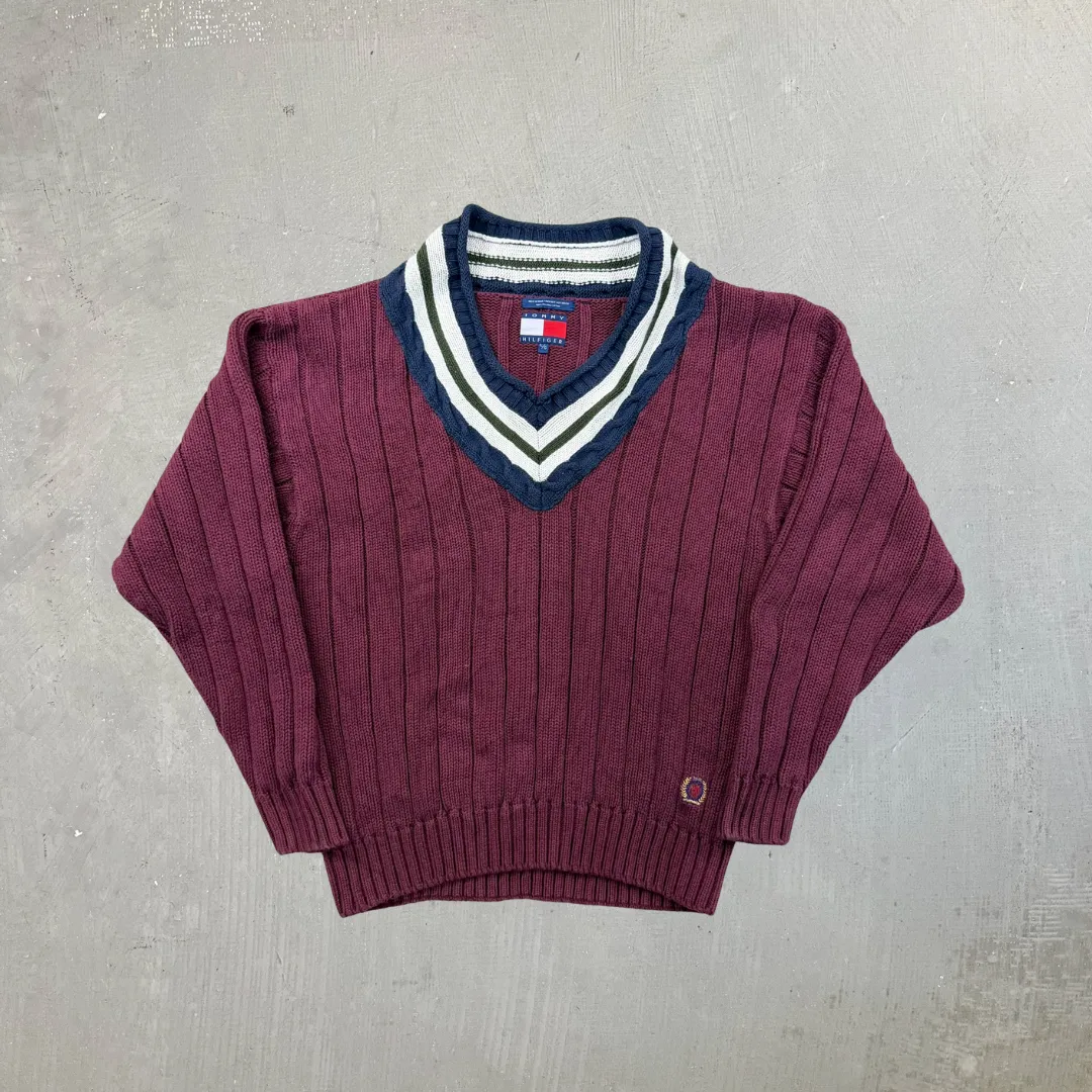 F- Vintage Tommy Hilfiger V-neck Style Knit Sweater sold by HG Vintage