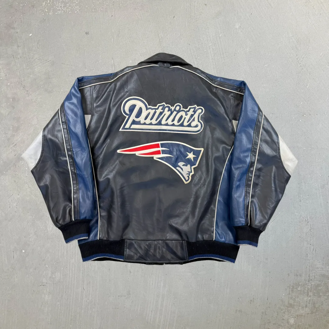 F- Vintage New England Patriots NFL Zip Up Leather Jacket sold by HG Vintage product image thumbnail 3
