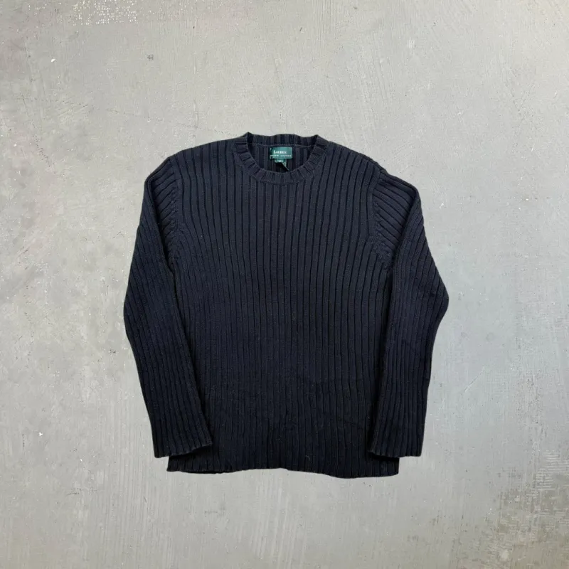 F- Vintage Lauren Ralph Lauren Solid Color Black Knit Sweater sold by HG Vintage