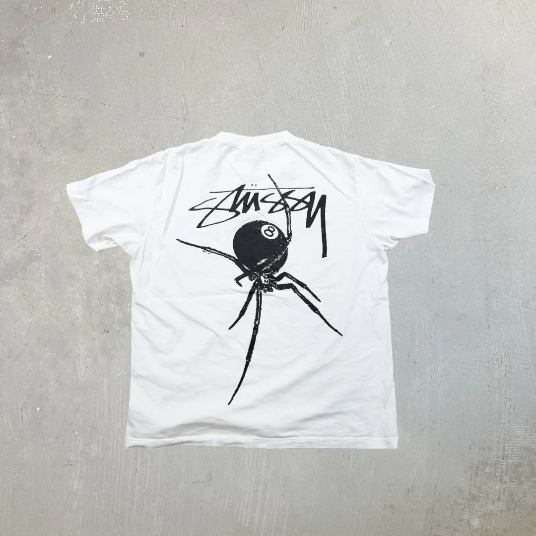 F- Vintage Stussy 8 Ball Spider Graphic Made In USA Tee sold by HG Vintage product image thumbnail 3