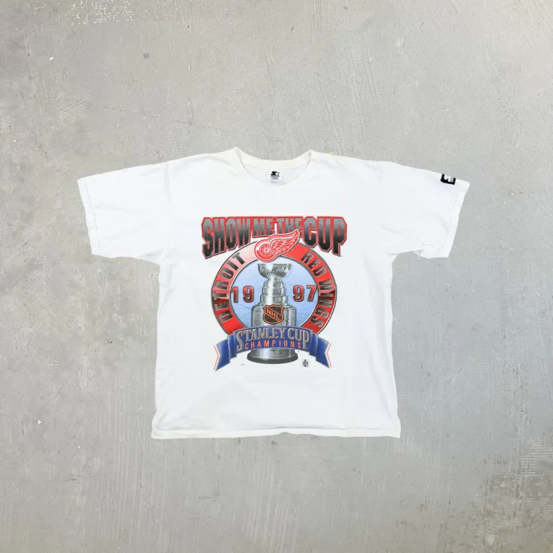 F- Vintage '97 Detroit Red Wings Stanley Cup Champs NHL Starter Graphic Made In USA Tee sold by HG Vintage