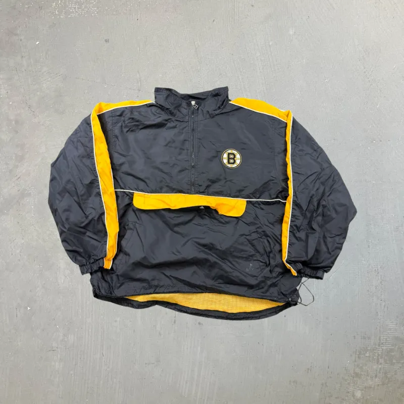 F- Vintage Boston Bruins NHL Logo Athletic Quarter Zip Anorak Pullover Windbreaker sold by HG Vintage