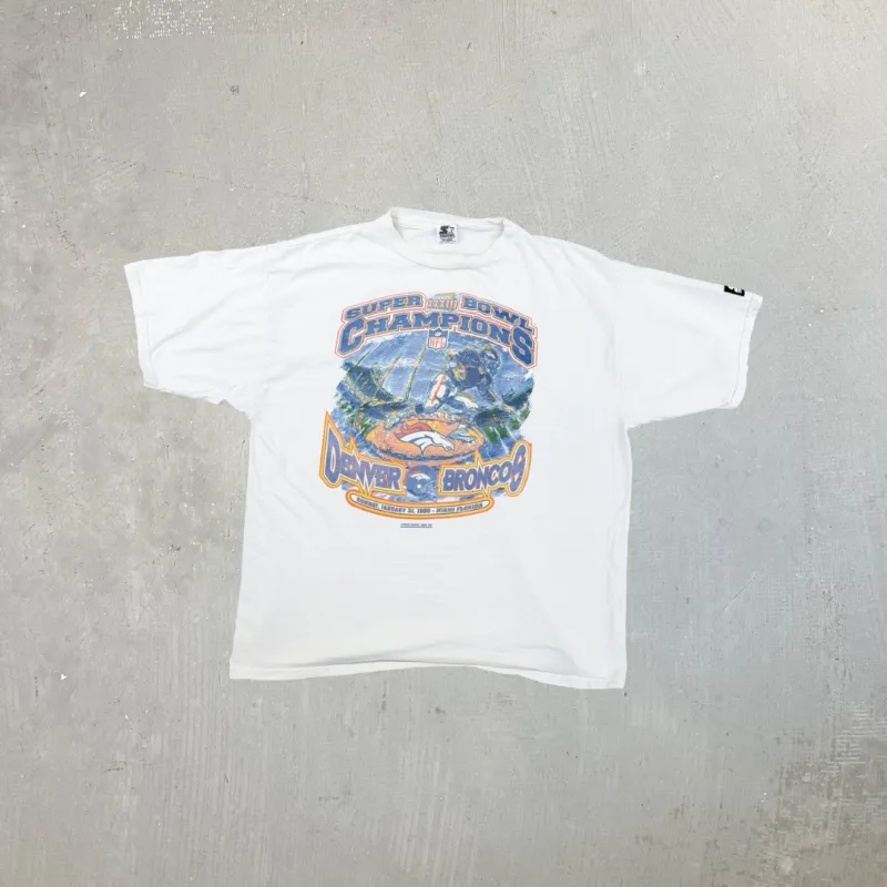 F- Vintage '99 Denver Broncos Super Bowl Champ NFL Starter Graphic Tee sold by HG Vintage