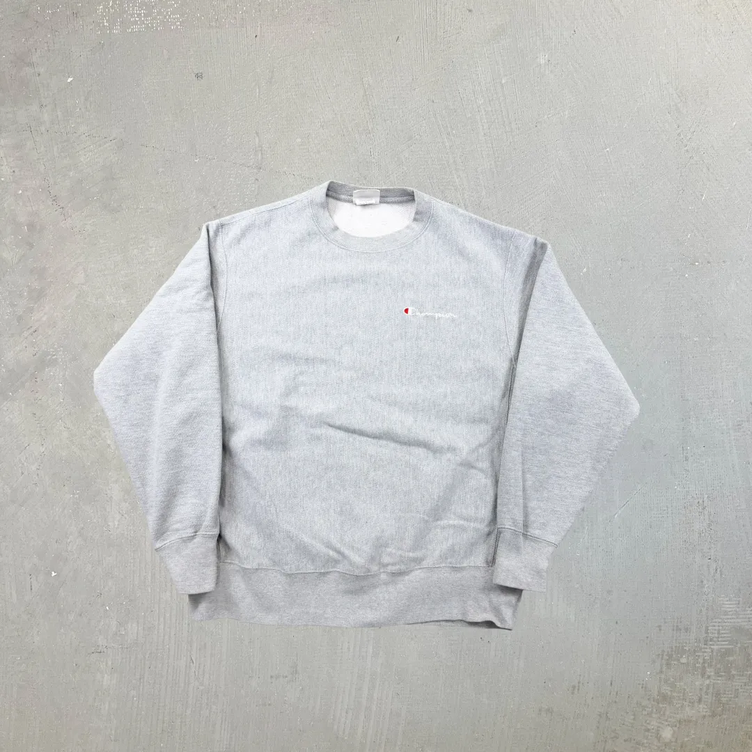 F- Vintage Champion Reverse Weave Embroidered Text Crewneck sold by HG Vintage