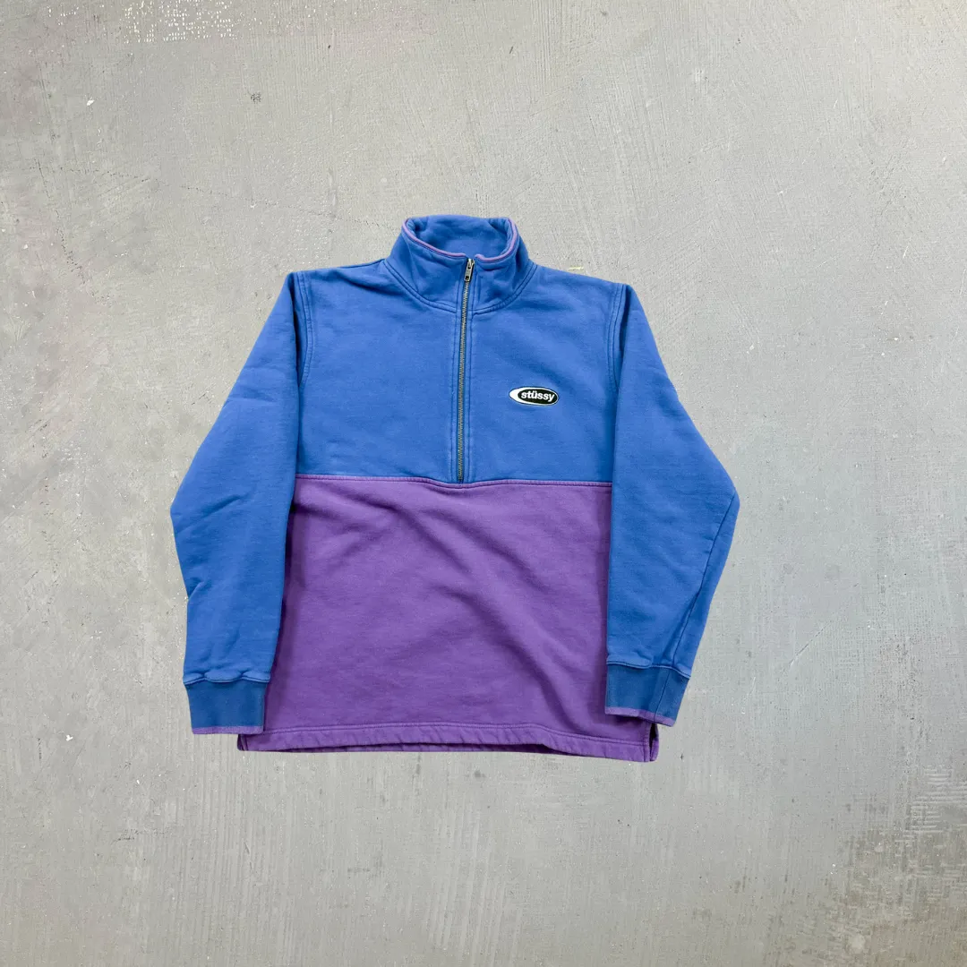 F- Vintage Stussy Embroidered Text Quarter Zip Crewneck sold by HG Vintage