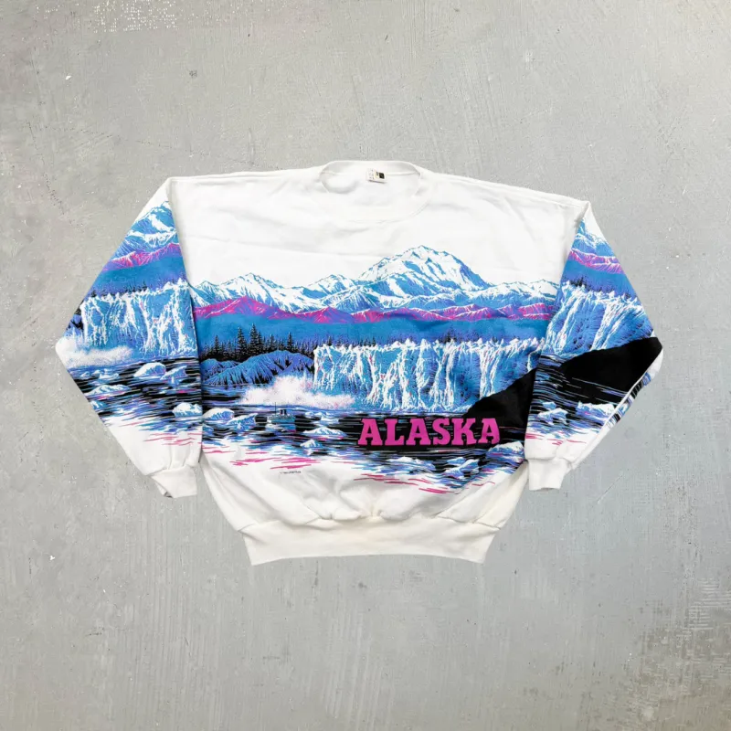 F- Vintage '90 Lifestyles Alaska Mountains Graphic Made In USA Crewneck sold by HG Vintage