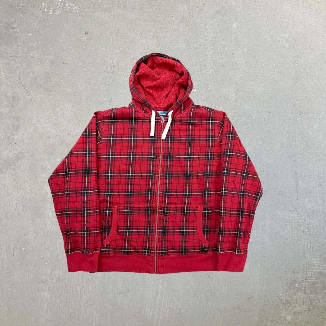 F- Vintage Polo Ralph Lauren Plaid Zip Up Hoodie sold by HG Vintage