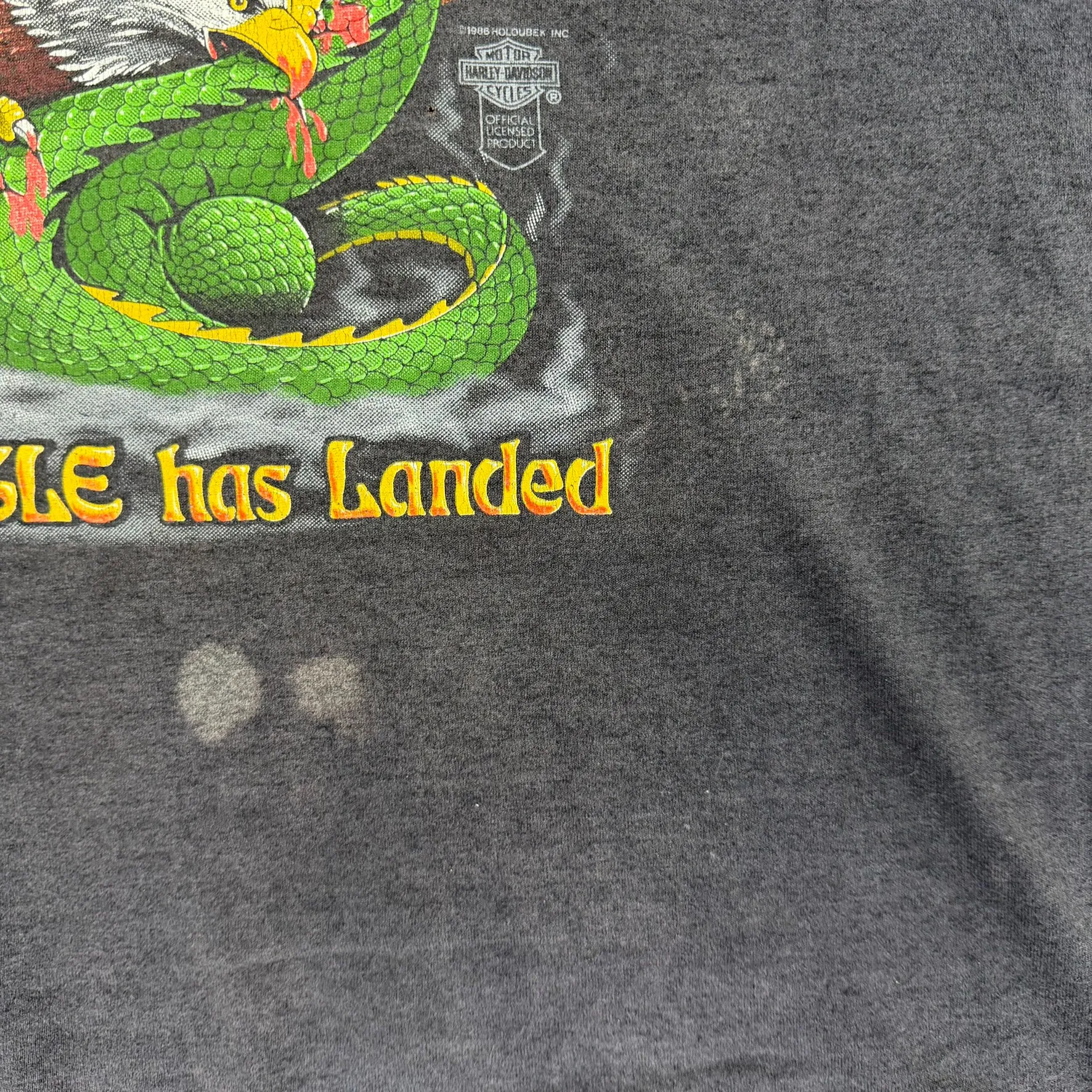 F- Vintage '86 Harley Davidson The Eagle Has Landed Graphic Single Stitch Made In USA Tee sold by HG Vintage product image thumbnail 5