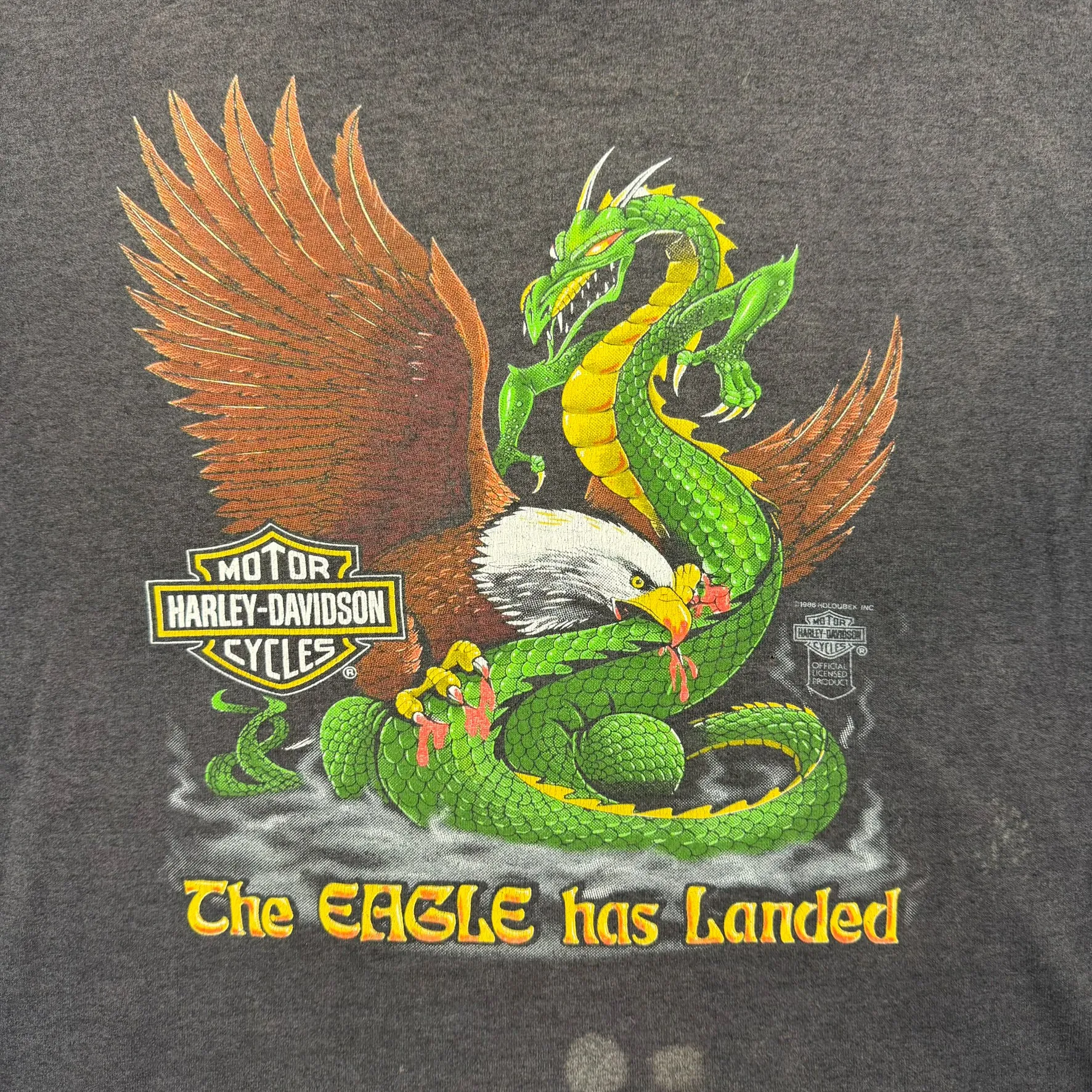 F- Vintage '86 Harley Davidson The Eagle Has Landed Graphic Single Stitch Made In USA Tee sold by HG Vintage product image thumbnail 2