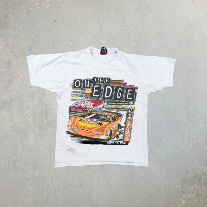 F- Vintage '03 On The Edge Lowes Motor Speedway Car Graphic Tee made by Nascar