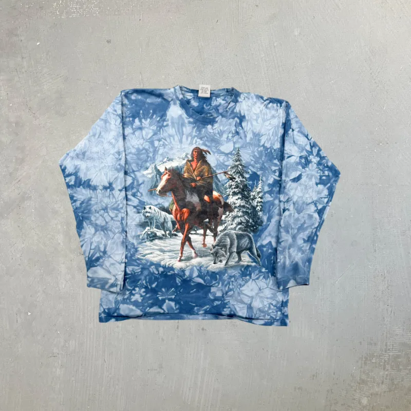 F- Vintage Back To Earth First Nation Horse & Wolves Long Sleeve Tee sold by HG Vintage