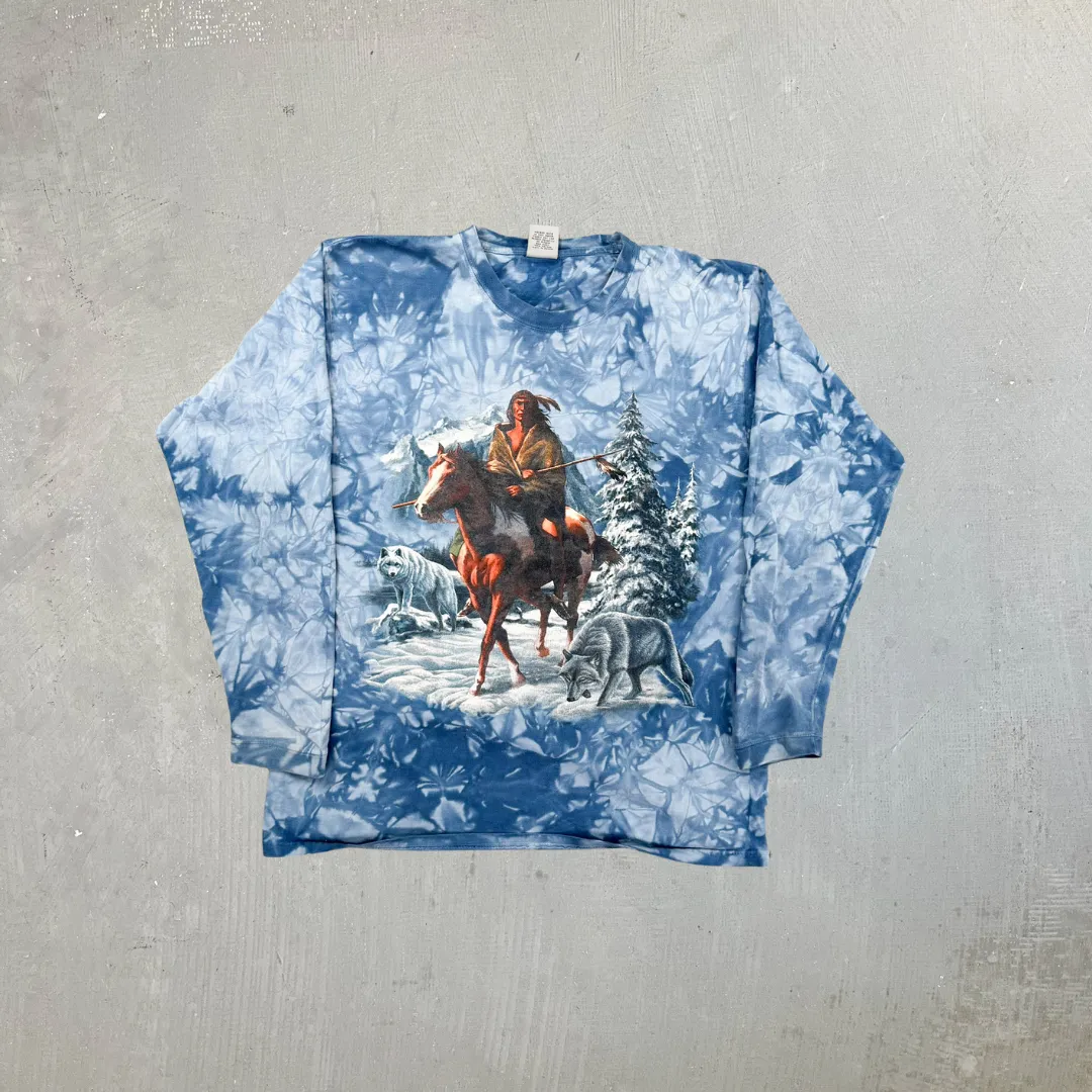 F- Vintage Back To Earth First Nation Horse & Wolves Long Sleeve Tee sold by HG Vintage