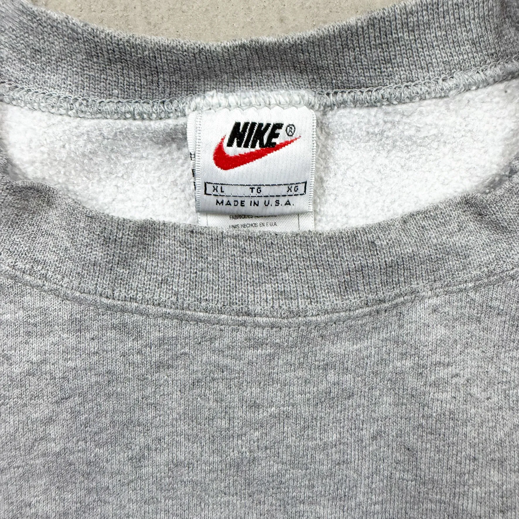 F- Vintage 90s Nike Embroidered Swoosh Grey Made In USA Crewneck sold by HG Vintage product image thumbnail 5