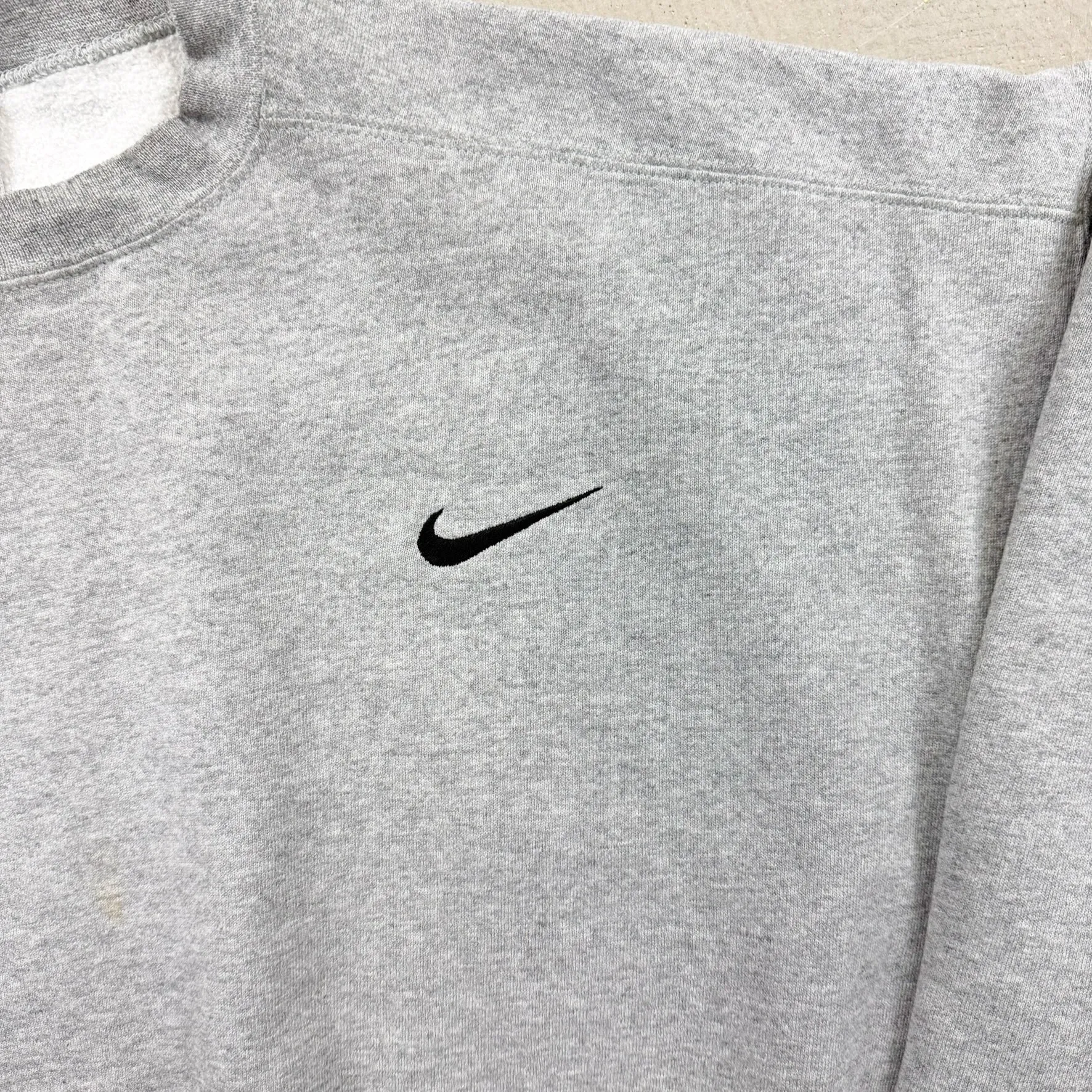 F- Vintage 90s Nike Embroidered Swoosh Grey Made In USA Crewneck sold by HG Vintage product image thumbnail 2