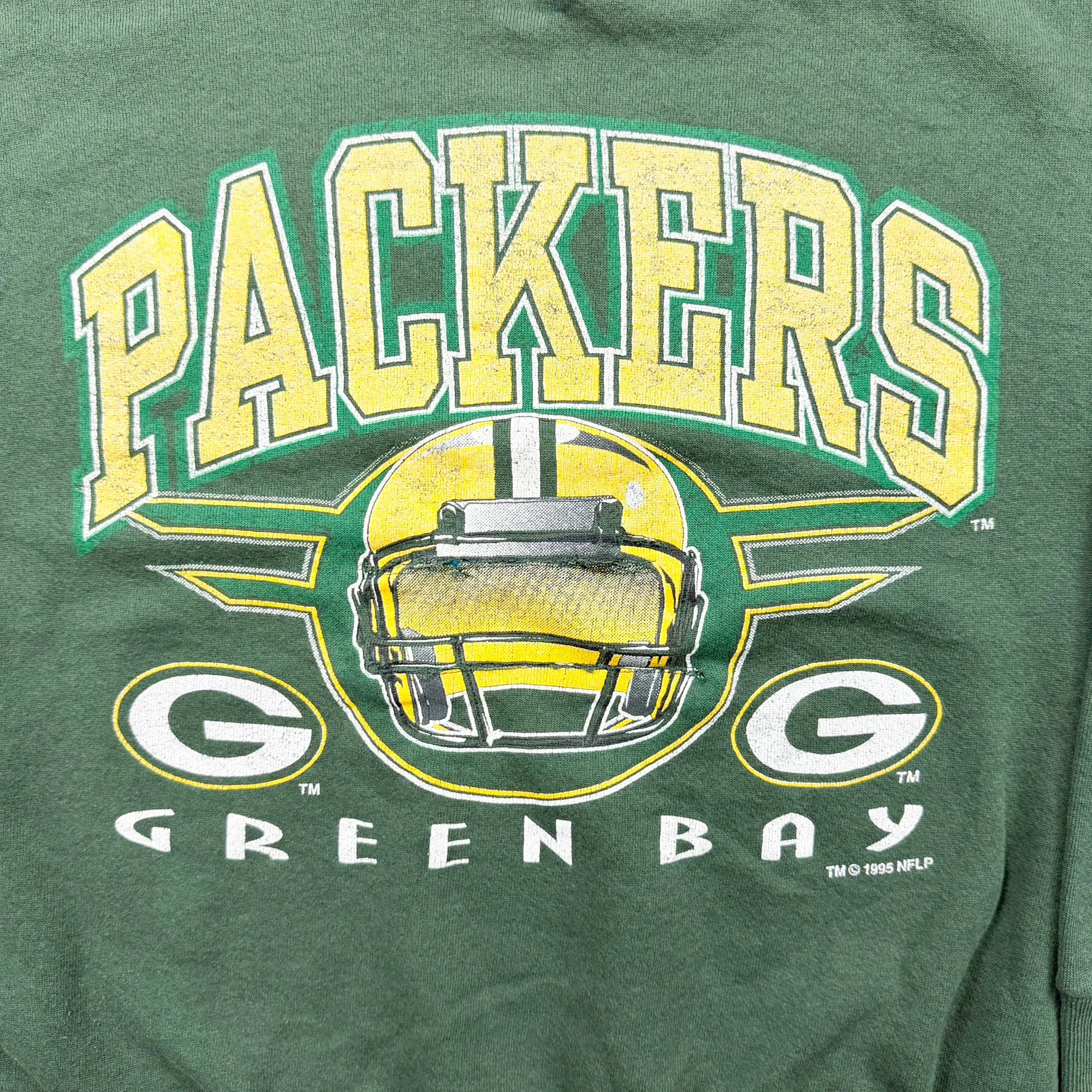 F- Vintage '95 Green Bay Packers NFL Logo 7 Text & Helmet Made In USA Crewneck sold by HG Vintage product image thumbnail 2