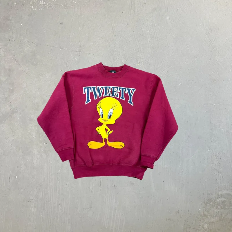 F- Vintage '97 Looney Tunes Tweety Bird Character & Text Made In USA Crewneck sold by HG Vintage