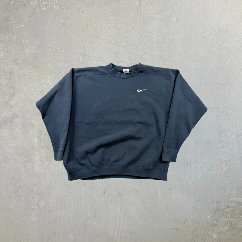 F- Vintage 90s Nike Embroidered Swoosh Black Crewneck sold by HG Vintage