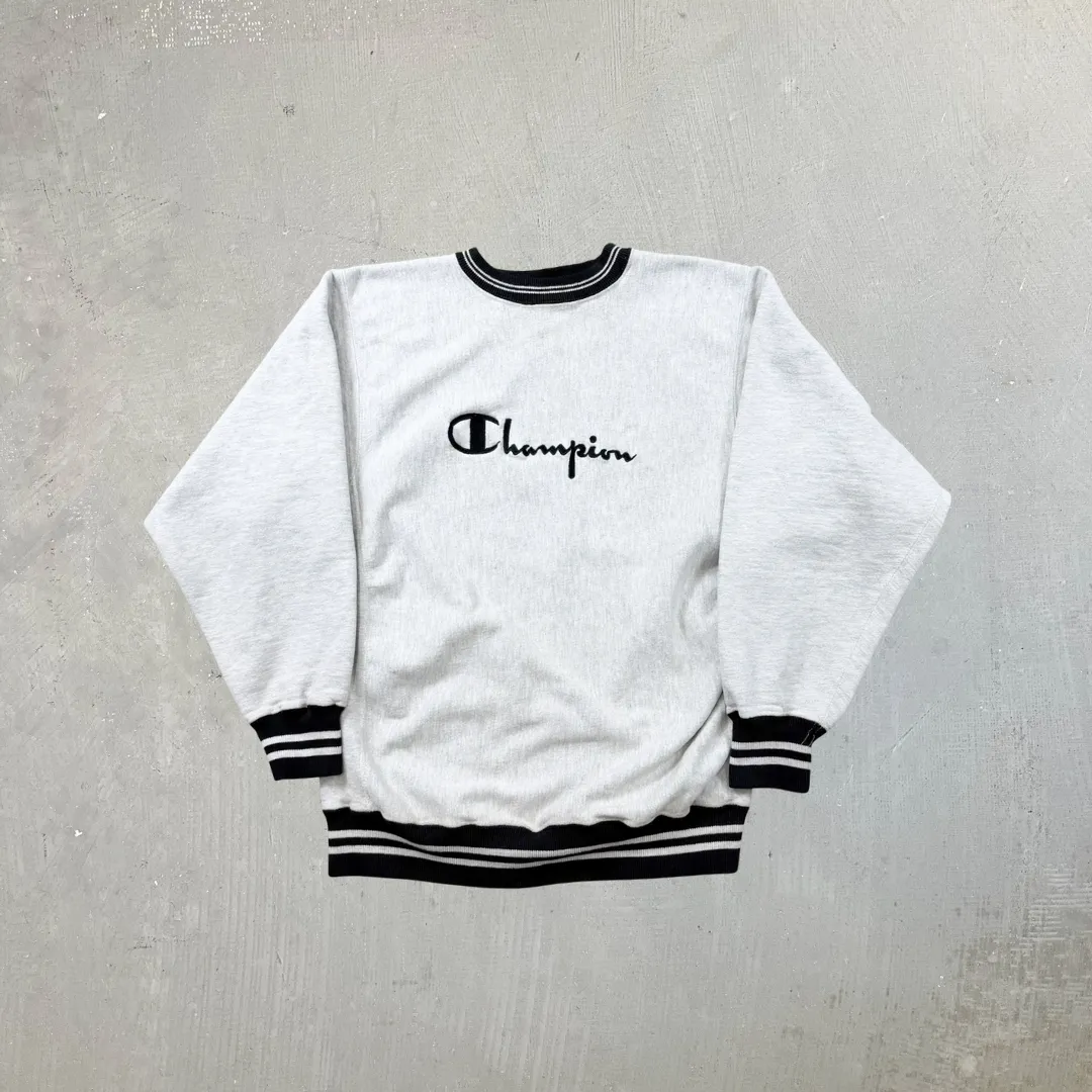 F- Vintage 90s Champion Reverse Weave Embroidered Text Made In USA Crewneck sold by HG Vintage