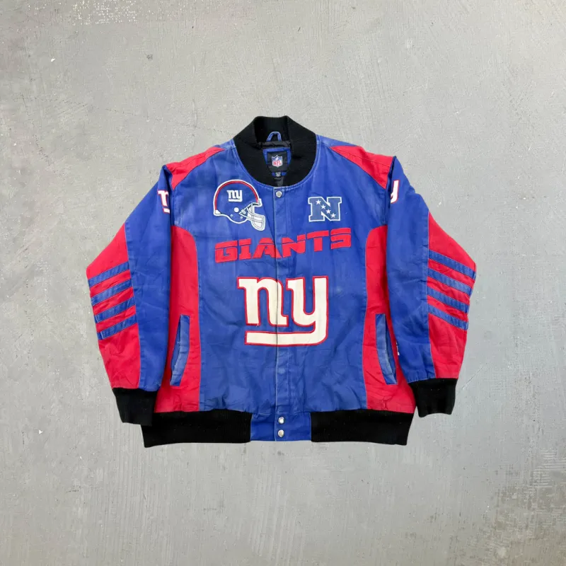 F- Vintage New York Giants NFL Embroidered Zip Up Bomber Jacket sold by HG Vintage