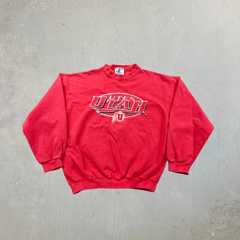 F- Vintage Utah Utes Logo Athletic Embroidered Logo Crewneck sold by HG Vintage