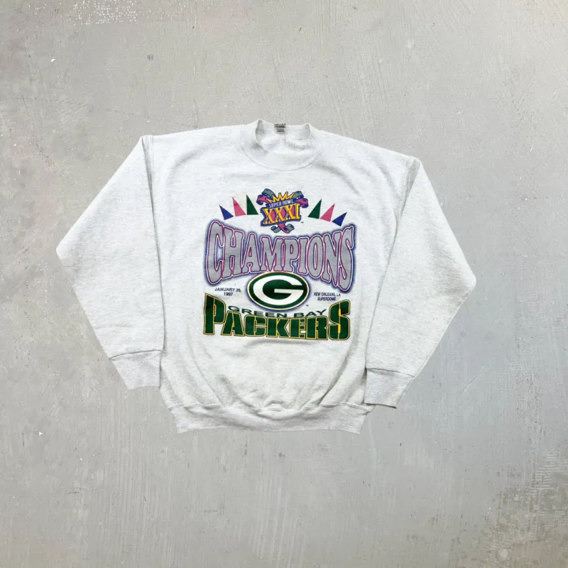 F- Vintage '97 Green Bay Packers Super Bowl 31 Champs NFL Graphic Made In USA Crewneck sold by HG Vintage