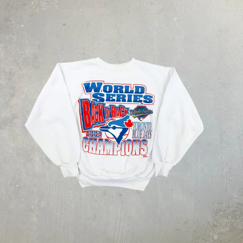 F- Vintage '93 Toronto Blue Jays Back To Back World Series Champs MLB Chalk Line Crewneck sold by HG Vintage