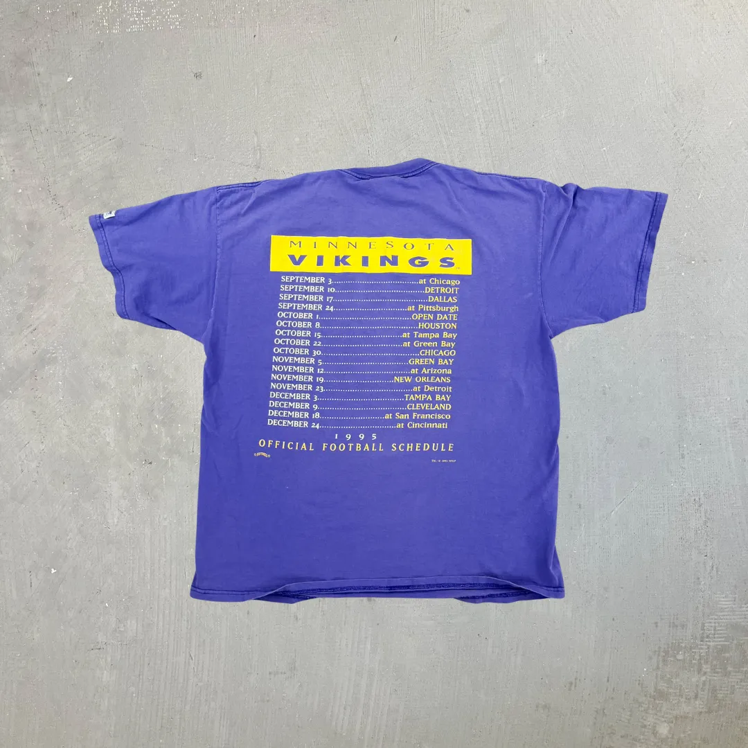 F- Vintage '95 Minnesota Vikings NFL Official Schedule Graphic Made In USA Tee sold by HG Vintage product image thumbnail 3