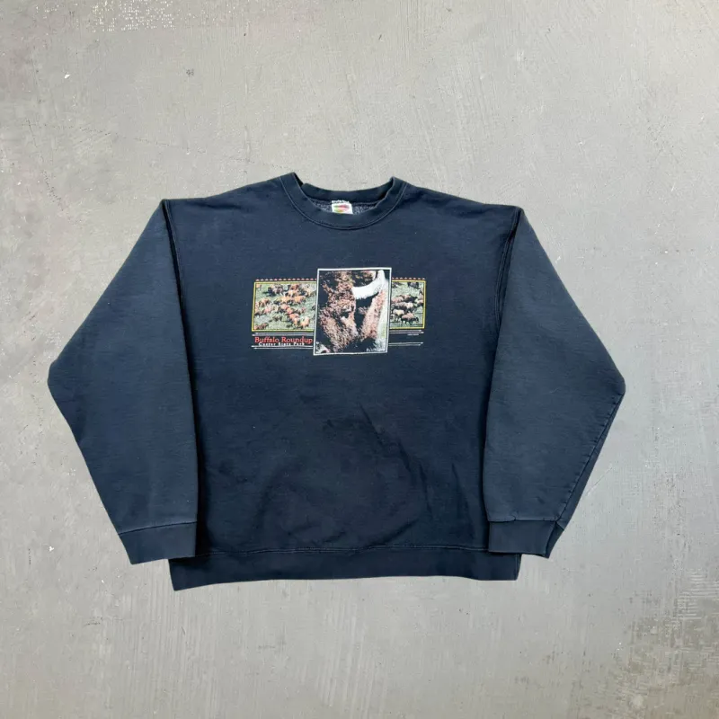 F- Vintage Buffalo Round Up Custer State Park Crewneck made by HG Vintage