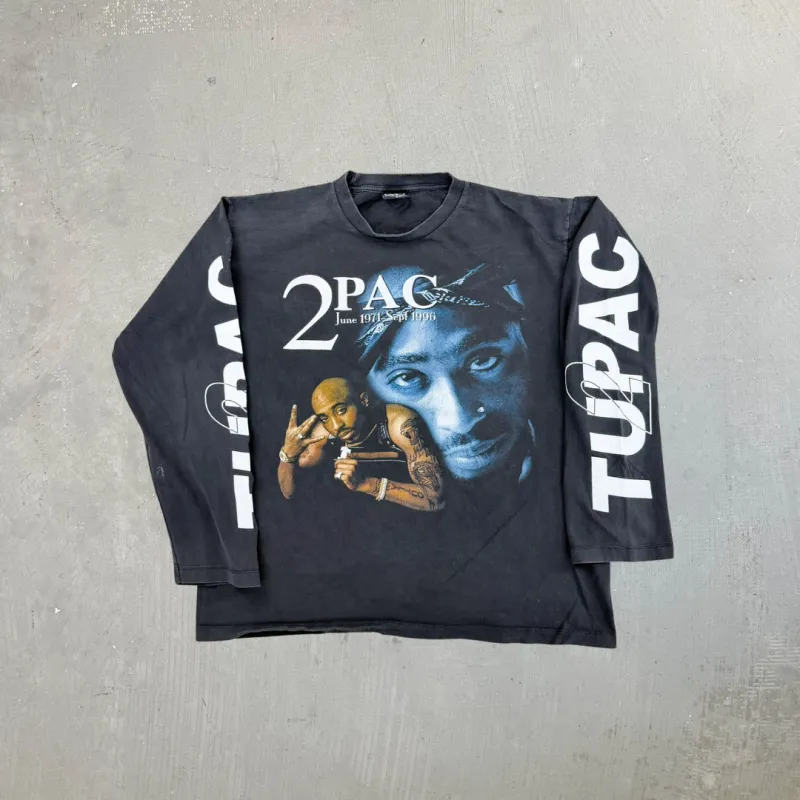 F- Vintage 2pac Picture Memorial Heavy Metal Tag Long Sleeve Tee sold by HG Vintage