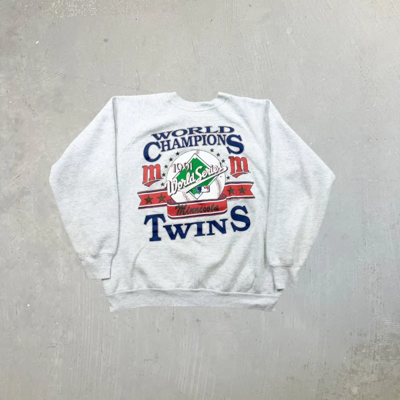 F- Vintage '91 Minnesota Twins World Series Champs MLB Made In USA Crewneck sold by HG Vintage