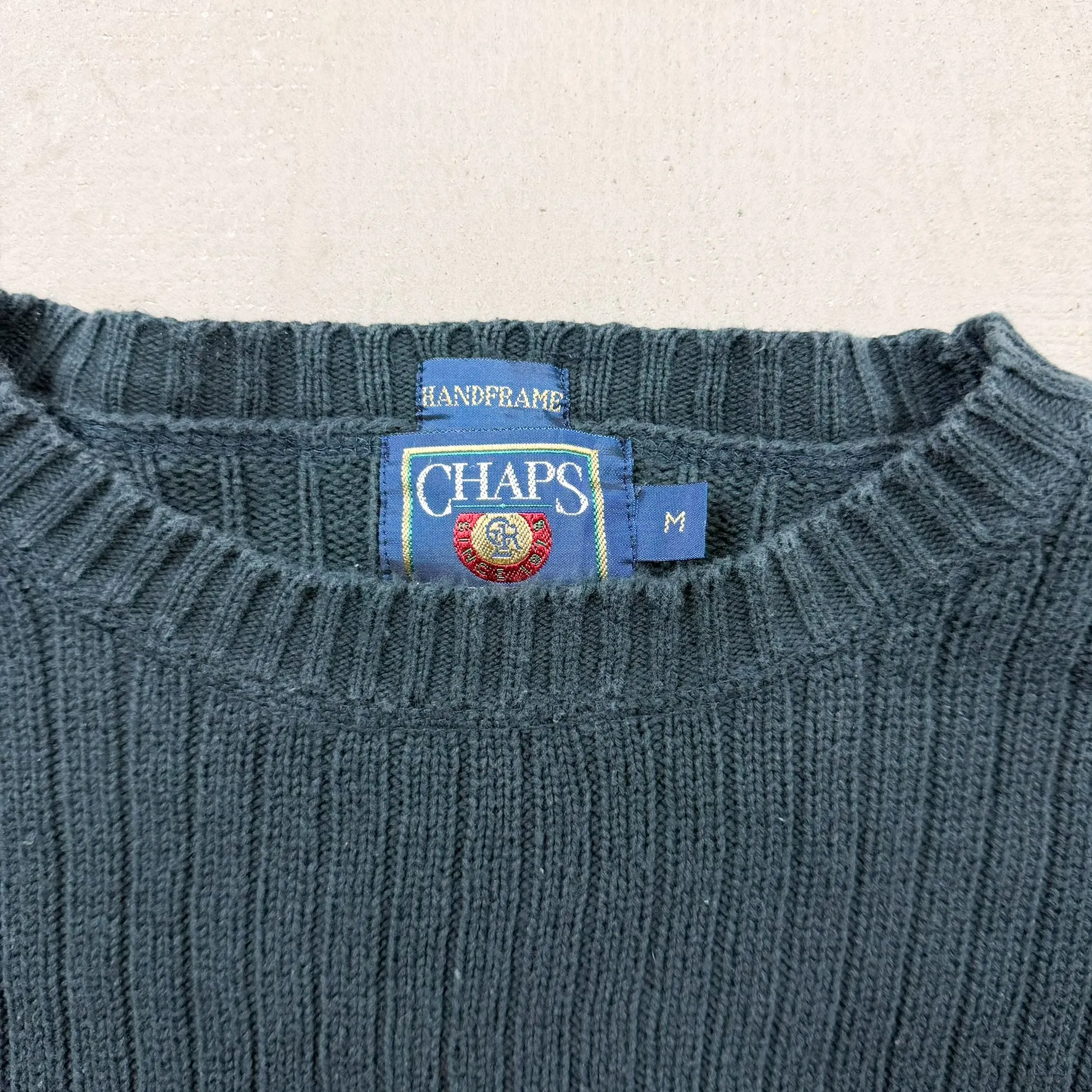 F- Vintage 90s Chaps Ralph Lauren Embroidered Crest Green Knit Sweater sold by HG Vintage product image thumbnail 3
