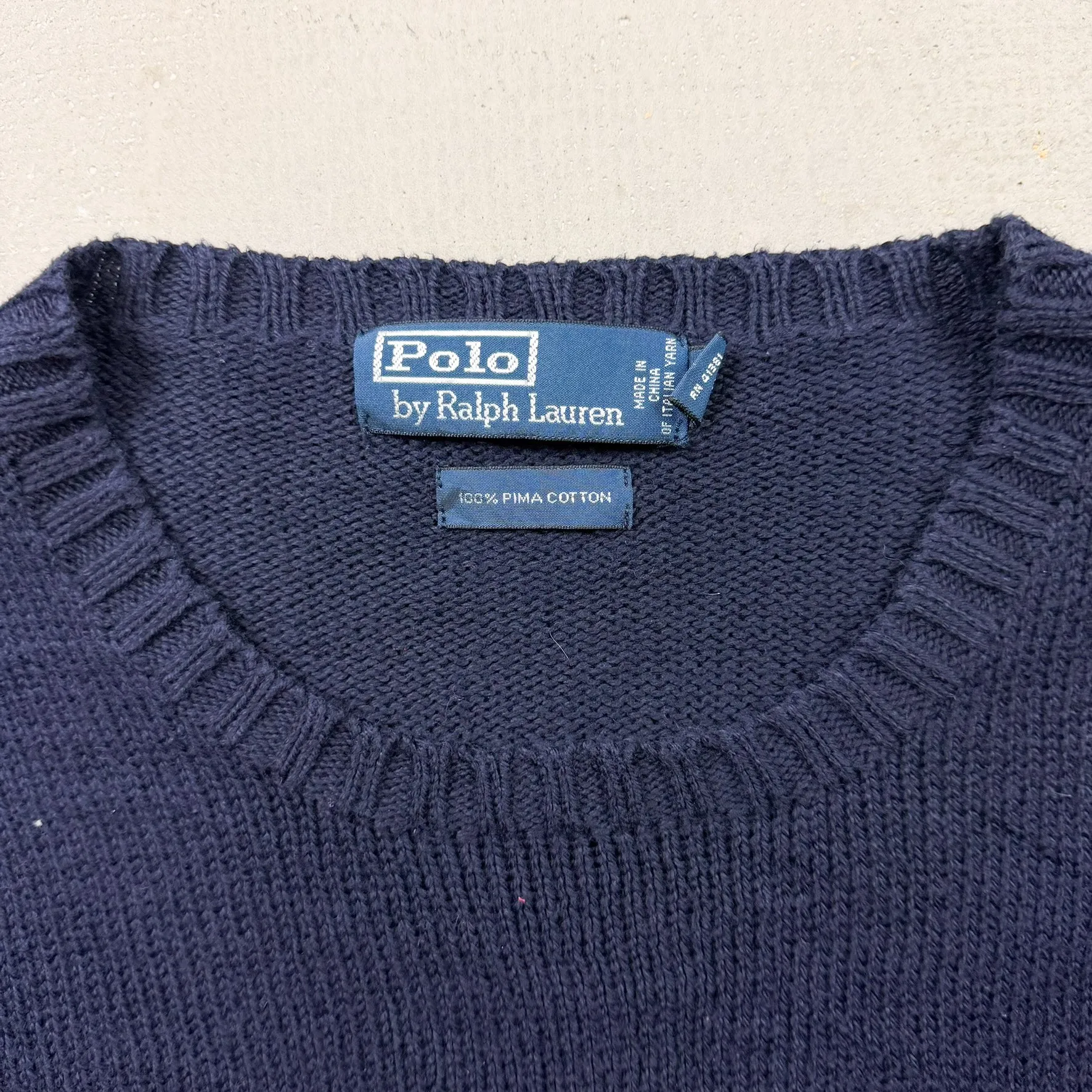 F- Vintage 90s Polo Ralph Lauren Embroidered Navy Knit Sweater sold by HG Vintage product image thumbnail 3