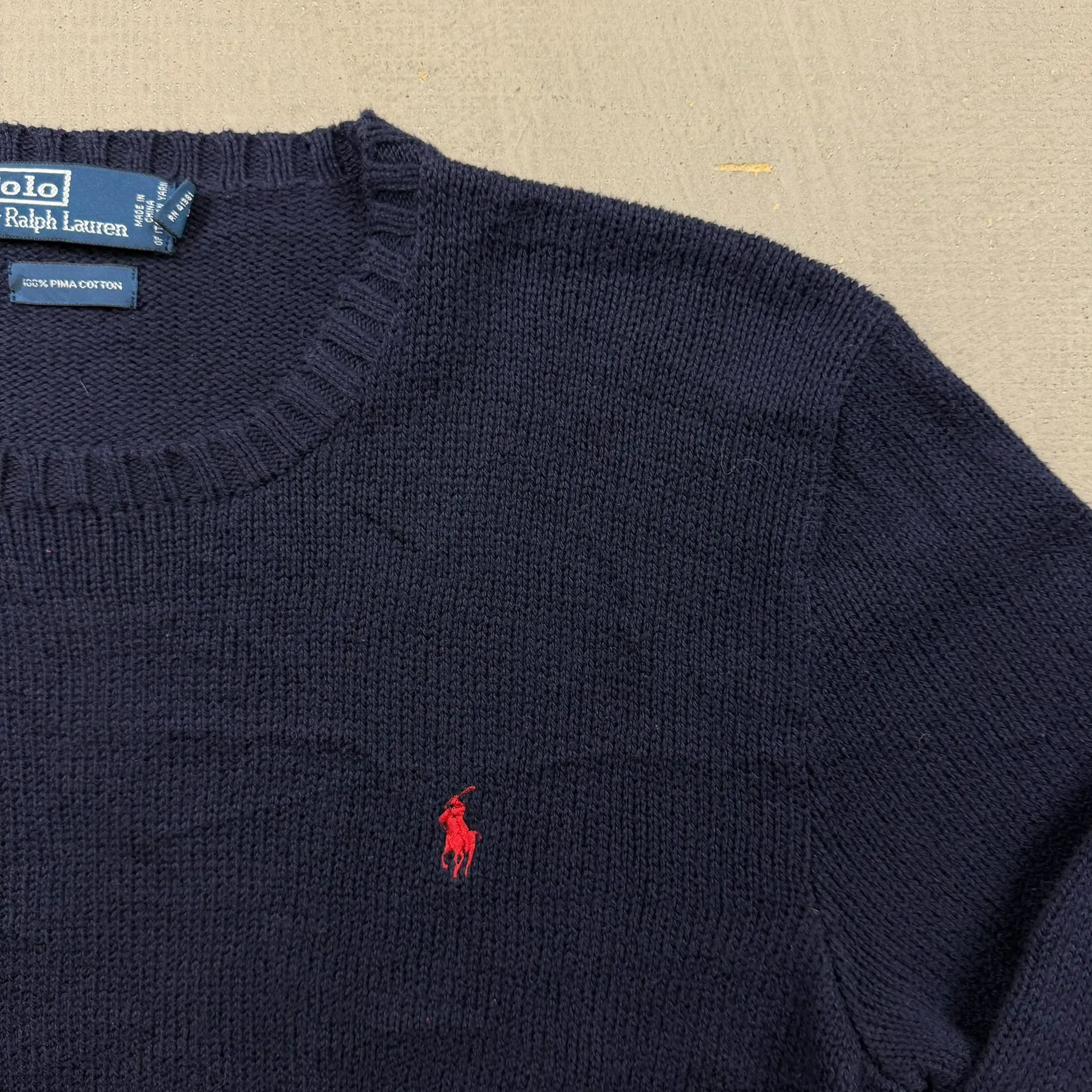 F- Vintage 90s Polo Ralph Lauren Embroidered Navy Knit Sweater sold by HG Vintage product image thumbnail 2