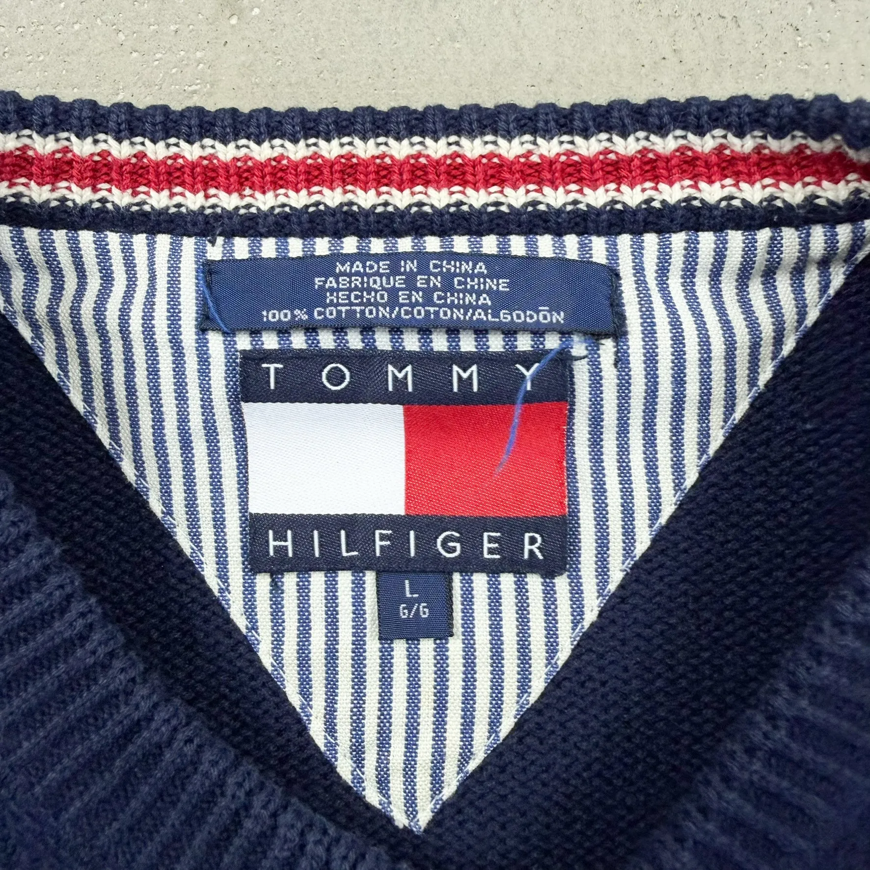 F- Vintage Tommy Hilfiger Embroidered Crest Navy Knit Sweater sold by HG Vintage product image thumbnail 2