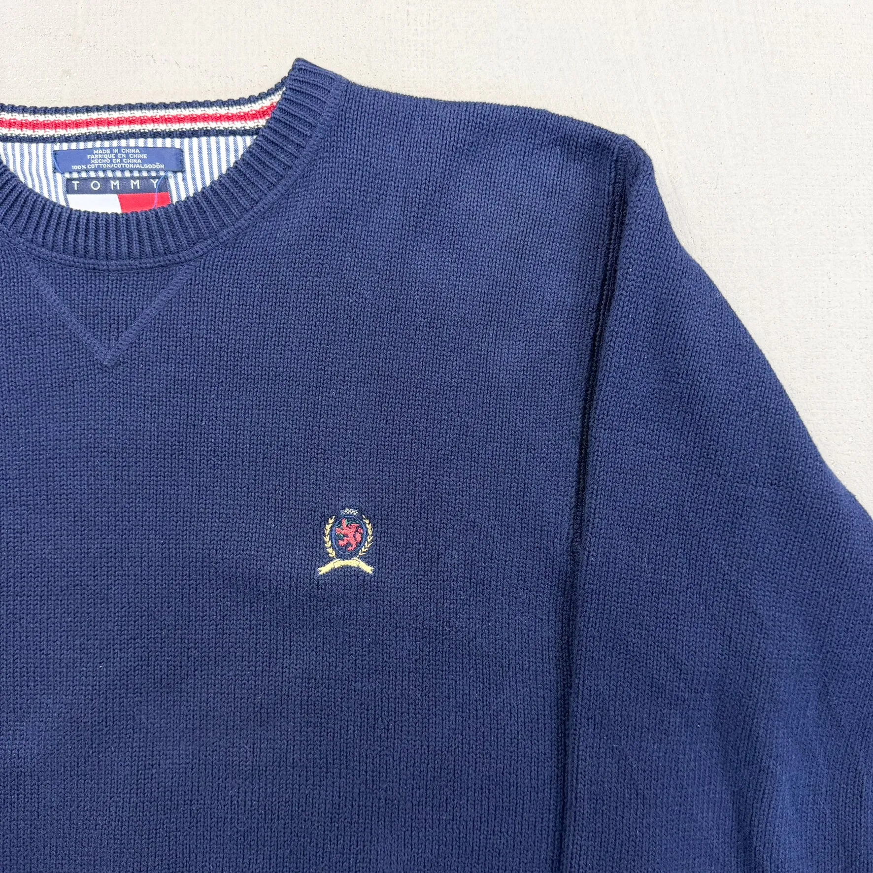 F- Vintage Tommy Hilfiger Embroidered Crest Navy Knit Sweater sold by HG Vintage product image thumbnail 3