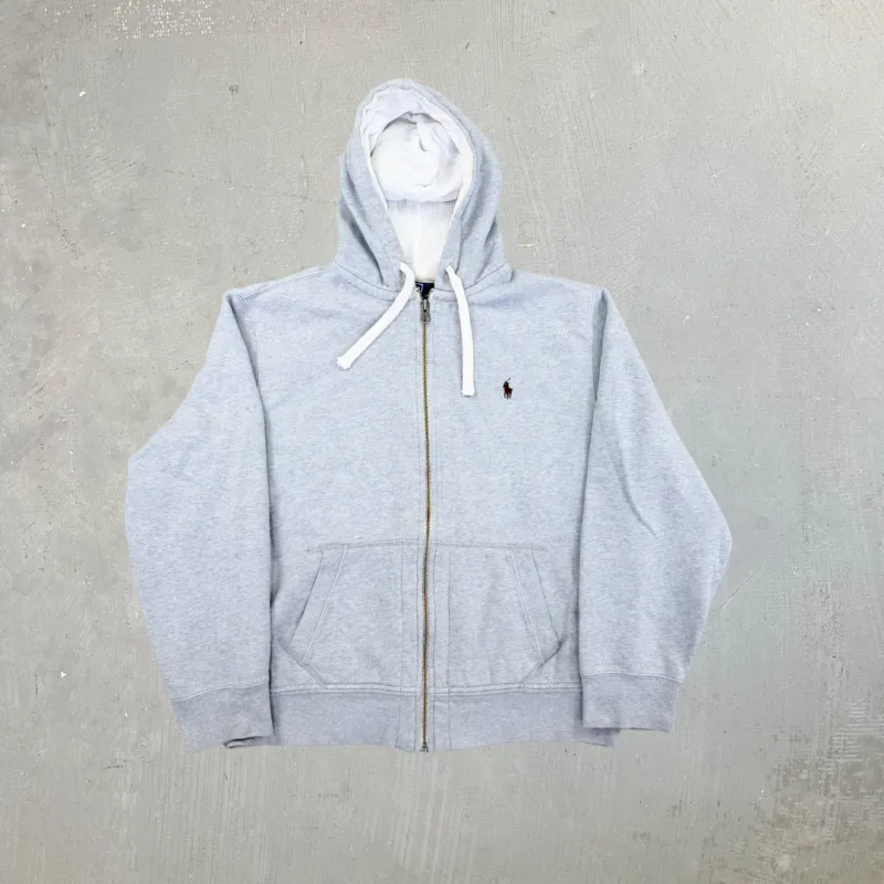 F- Vintage 90s Polo Ralph Lauren Waffle Lined Hood Zip Up Hoodie sold by HG Vintage