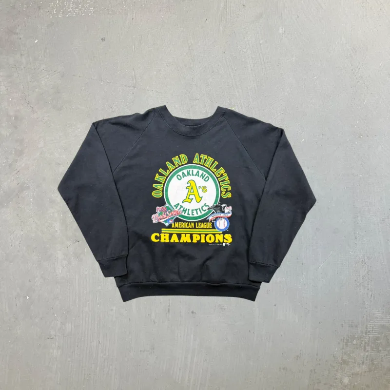 F- Vintage '98 Oakland Athletics AL Champions MLB Made In USA Crewneck sold by HG Vintage