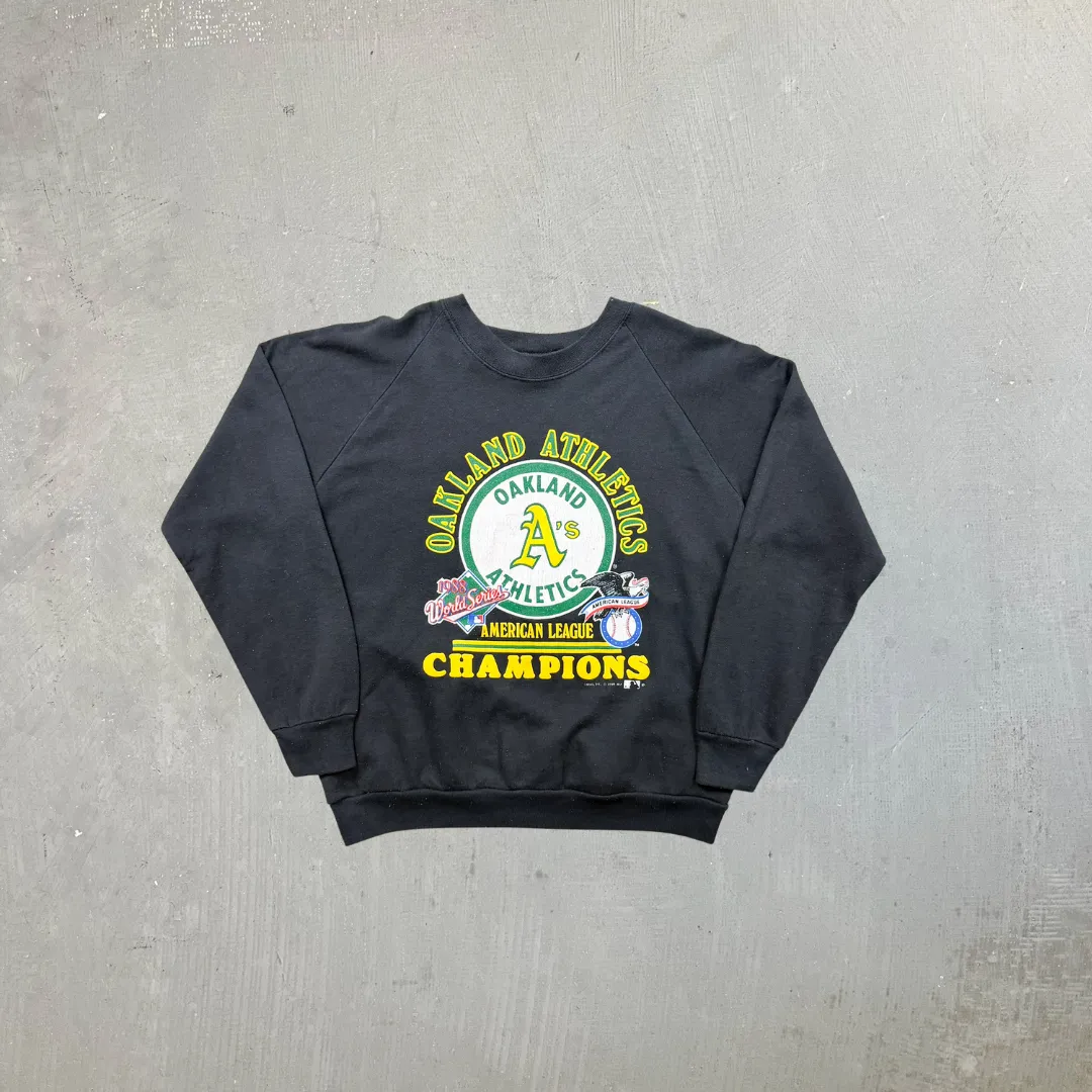 F- Vintage '98 Oakland Athletics AL Champions MLB Made In USA Crewneck sold by HG Vintage