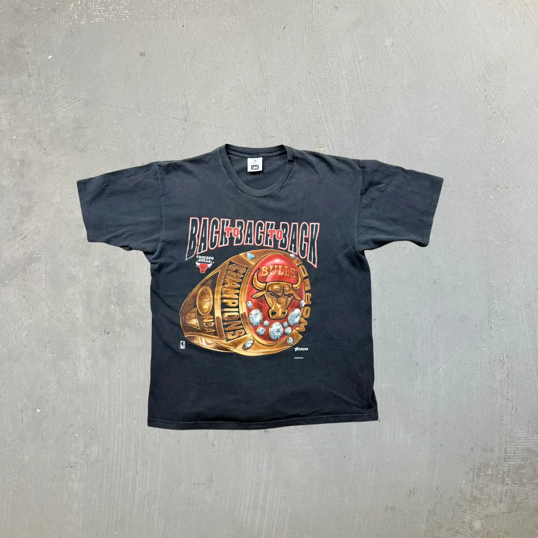 F- Vintage Chicago Bulls Back To Back NBA Champs Lee Made In USA Tee sold by HG Vintage