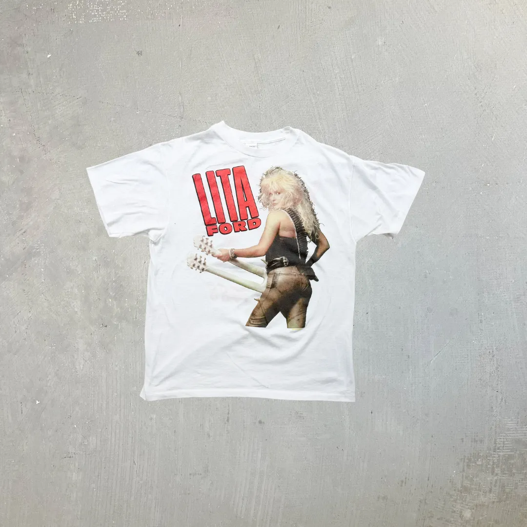 F- Vintage '88 Lita Ford Tour Picture Ched By Anvil Made In USA Single Stitch Tee sold by HG Vintage